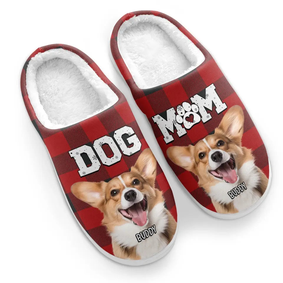 Custom Photo Fur Dad Fur Mom - Personalized Fleece Slippers - Christmas Gift For Pet Owners, Pet Lovers