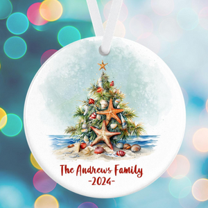 Tropical Family Christmas Ornament, Personalized Holiday Ornament, Beach Christmas Ornament, Starfish Ornament