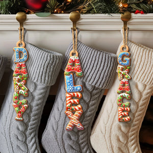 Custom Gingerbread Letter Ornament - Personalized Shaped Ornament - Christmas Gift For Family