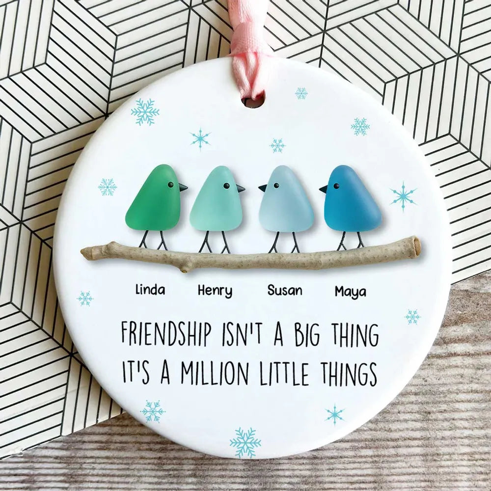 Friendship Sea Glass Pattern Birds - Personalized Ornament - Unique Christmas Gift for Best Friends