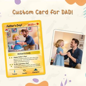 Father's Day Anime Card Personalized, Custom Photo Trading Anime Card, Fathers Day Gift for Game Dad, Card Gifts from Kids, New Dad Gifts