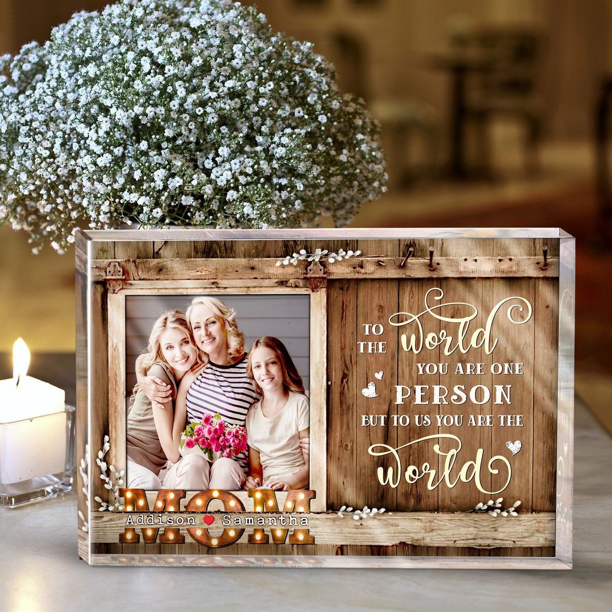A Mother's Love Is The Heart Of A Family - Personalized Acrylic Plaque - Gift For Mom, Mother's Day, Birthday Gift
