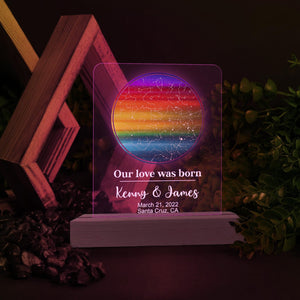 Personalized Star Map By Date Rainbow Lamp, Love Lamp For Valentine Gifts, Anniversary Gifts For Couple