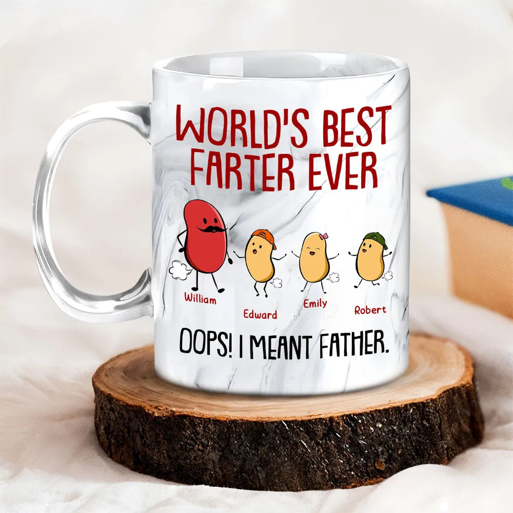 World's Best Father Ever - Personalized Marble Mug - Gift For Dad, Papa, Father's Day Gift
