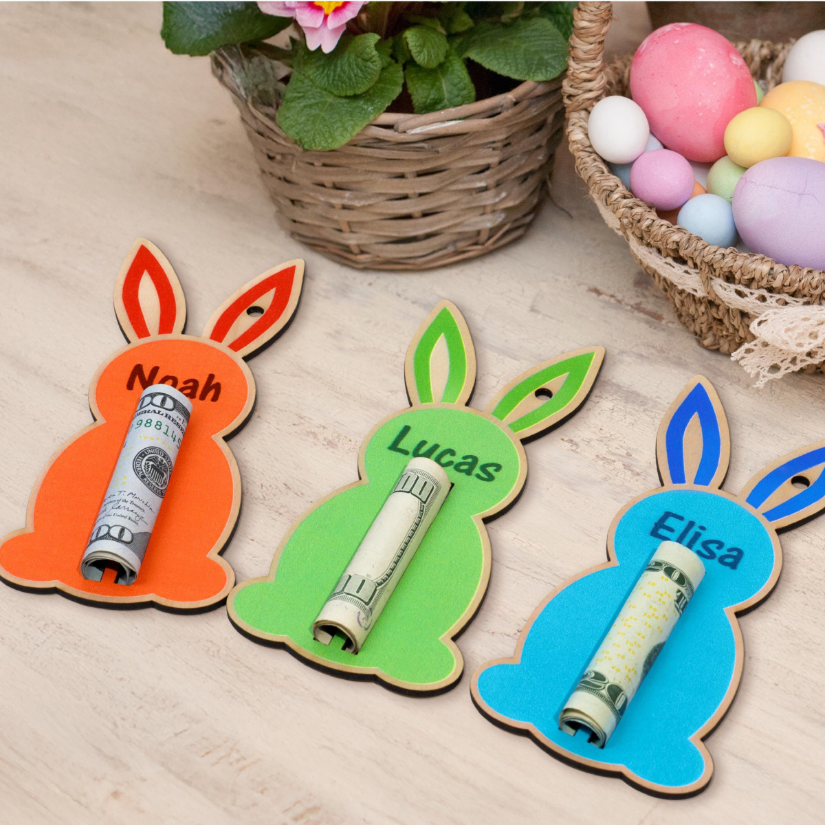Bunny Money Holder, Personalized Easter Money Holder, Custom Name Money Holder for Gift, Easter Basket Stuffers, Kids Easter Cash Gift
