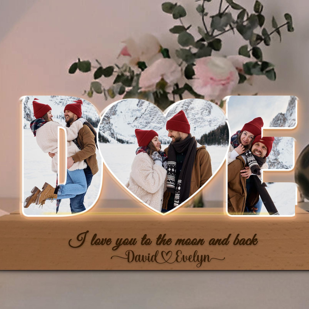 Personalized Couple Photos Collage Night Light, Valentines Day Gift for Boyfriend Girlfriend, Wedding Photo Gift, Couple Anniversary Gift