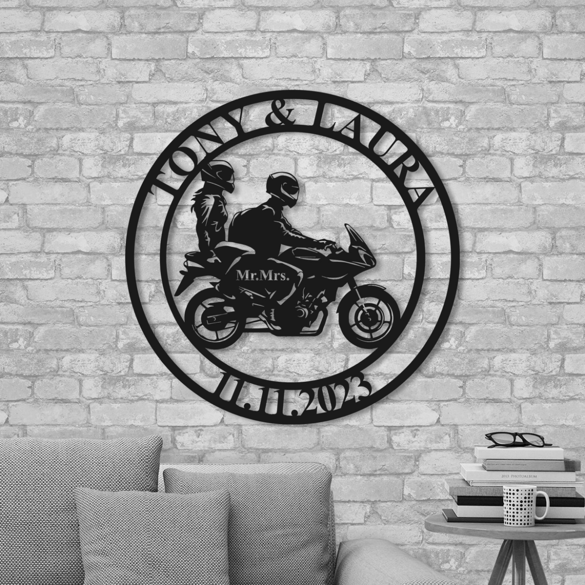 Personalized Biker Couple Metal Sign, Custom Motorcycle Rider Wall Art For Decor, Anniversary Gift, Wedding Gift Motorcycle, Biker Couple Gift