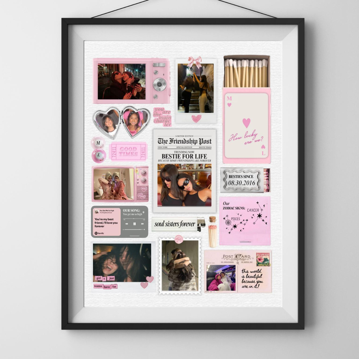Bestfriend Matchbook Poster Canvas, Personable BFF Gift, Besti-Birthday, Custom Gift For Soul Sister