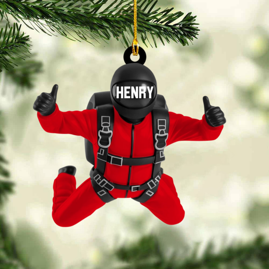 Sky Diving Personalized Christmas Acrylic Ornament