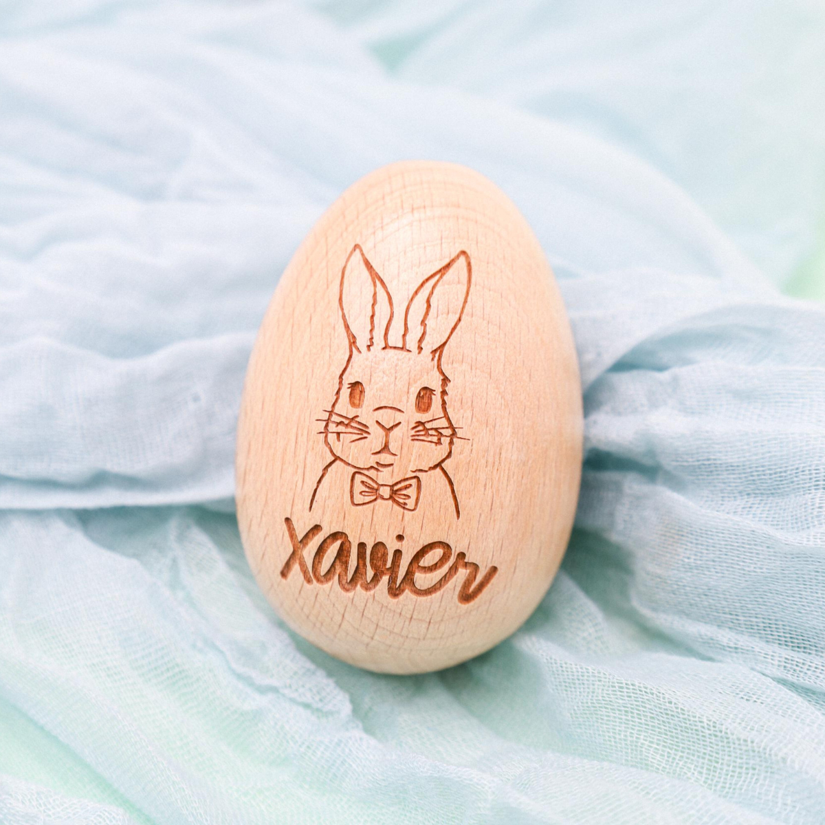 Personalized Wooden Engraved Easter Egg, Bunny Eggs with Name Eggs for Kids, Easter Basket Decoration, Unique Easter Decor, Custom Wood Egg