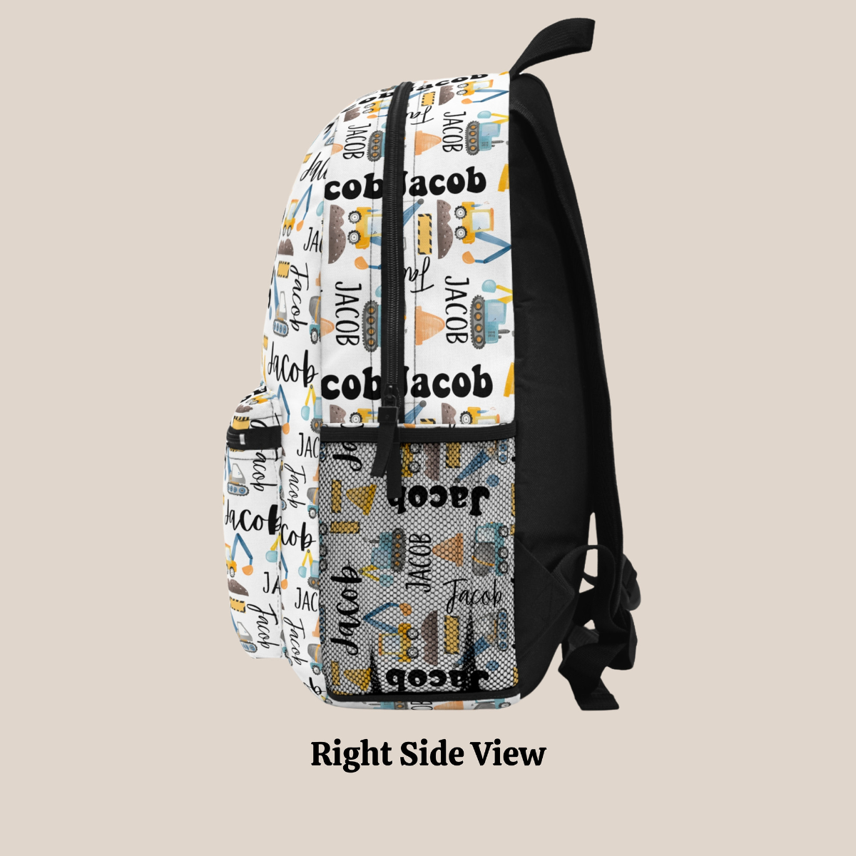 Personalized Construction Truck Backpack, Back To School Bookbag, Custom Name Schoolbag, Birthday Gift