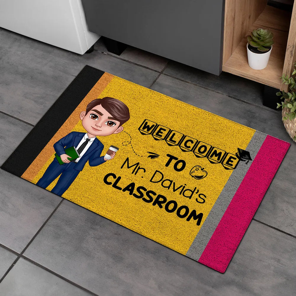 Welcome To Teacher Classroom - Personalized Doormat - Gift For Teacher, Welcome Gift, Back To School