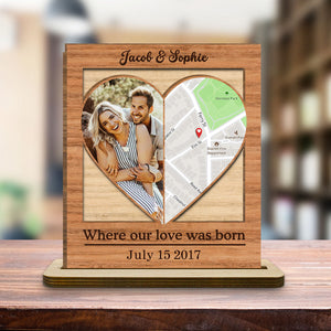 Where Our Love Was Born - Personalized Wooden Plaque - Valentine's Gift For Couple