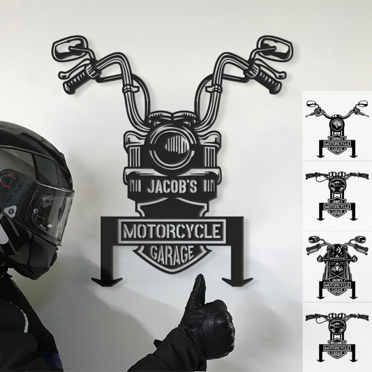 Custom Name Motorcycle Garage - Personalized Cut Metal Sign - Gifts For Motorcycle Lovers