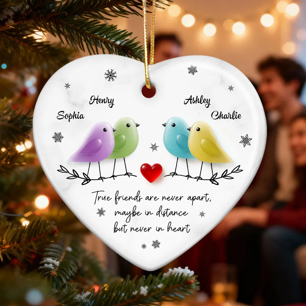 True Friends Are Never Apart Sea Glass Birds - Personalized Ornament - Christmas Gift for Friends, Besties