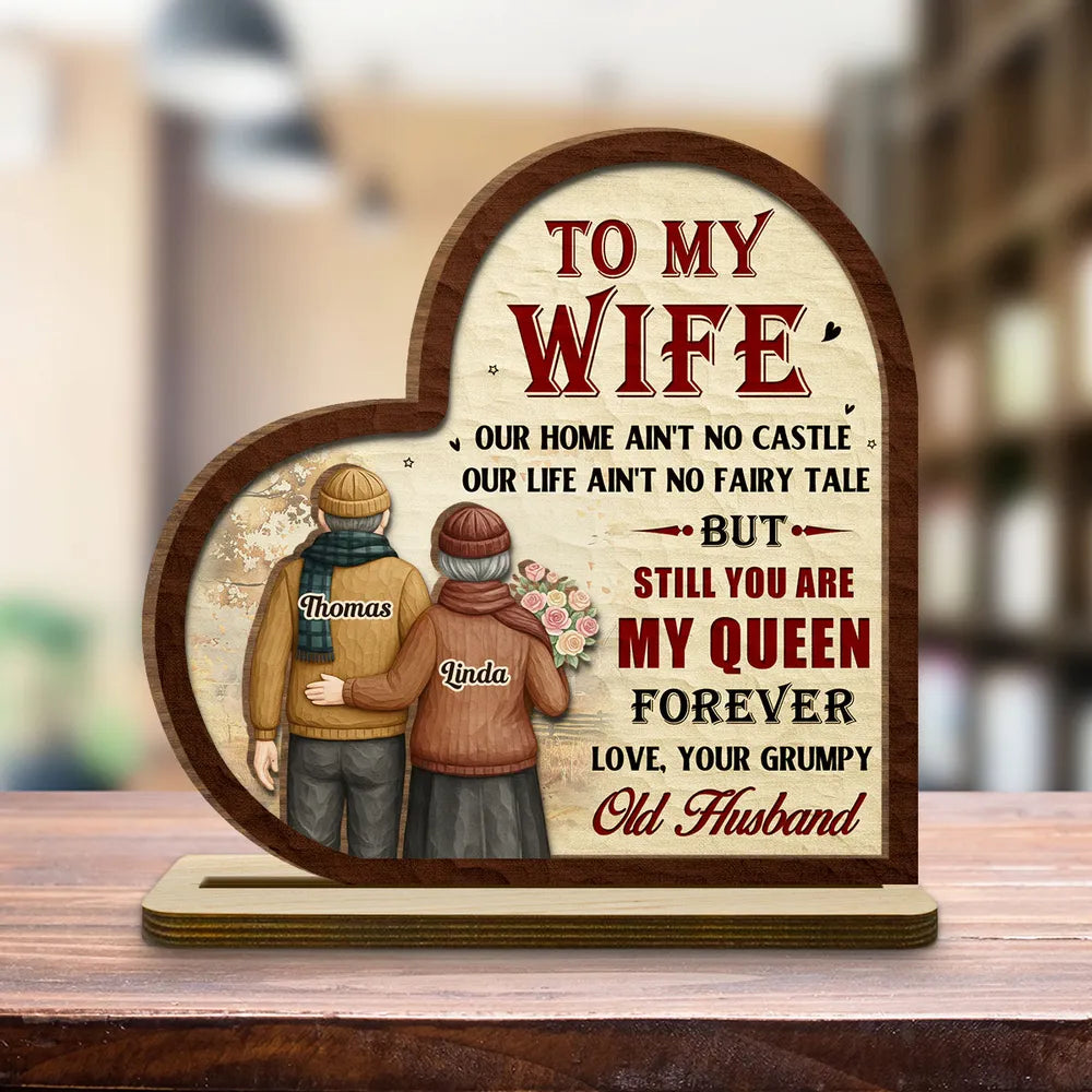 To My Wife You Are My Queen - Personalized Heart Shape Wooden Plaque - Valentine's Day Gift For Couple