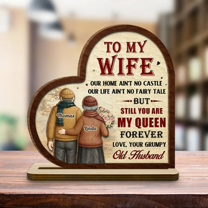 To My Wife You Are My Queen - Personalized Heart Shape Wooden Plaque - Valentine's Day Gift For Couple