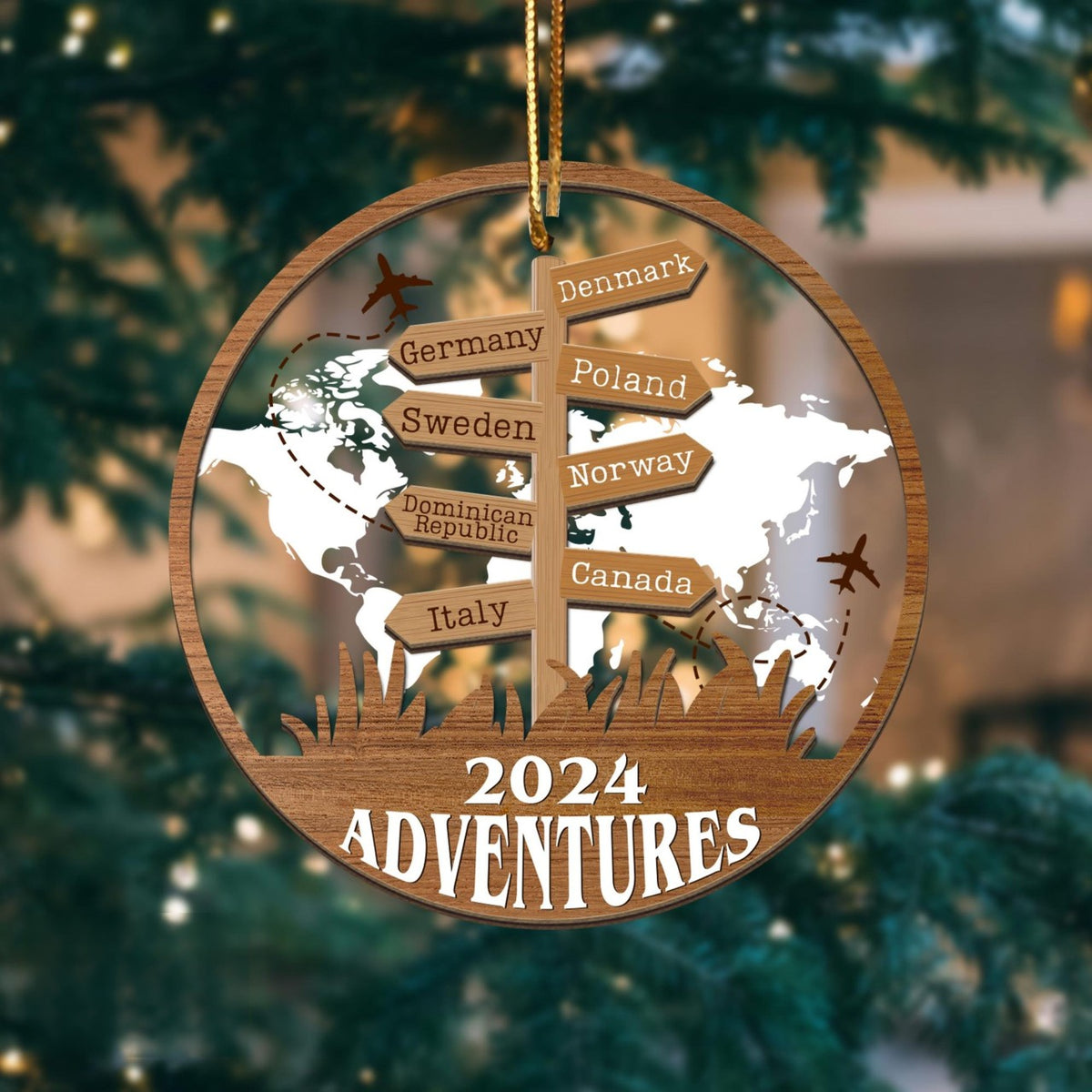 Personalized Travel Adventure Ornament, Custom Traveling Destination Ornament, Travel Gift, Christmas Gift, Gift for Travelers