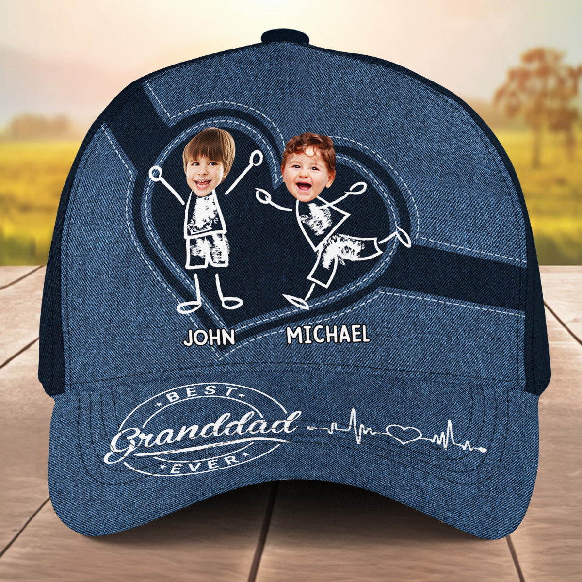 Best Dad Ever Custom Kid's Face - Personalized Classic Cap - Father's Day Gift For Dad, Grandpa