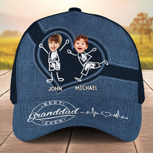 Best Dad Ever Custom Kid's Face - Personalized Classic Cap - Father's Day Gift For Dad, Grandpa