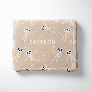 Dancing Skeleton Halloween Name Blanket, Custom Name Blanket, Halloween Personalized Gift, Cute Halloween Gift