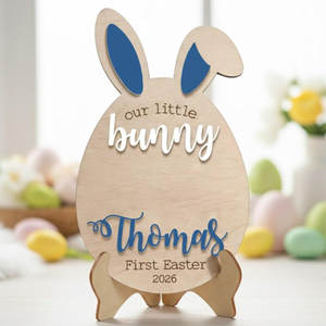 Custom Easter Bunny Footprint Sign, Baby's First Easter Footprint Sign, My First Easter Craft Bunny Footprint Easter Keepsake Board For Baby