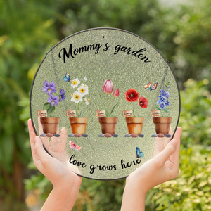 Birth Flowers Stained Glass Suncatcher, Custom Mommy's Garden Gift, Mom Gift, Christmas Gift, Birthday Gift For Mom