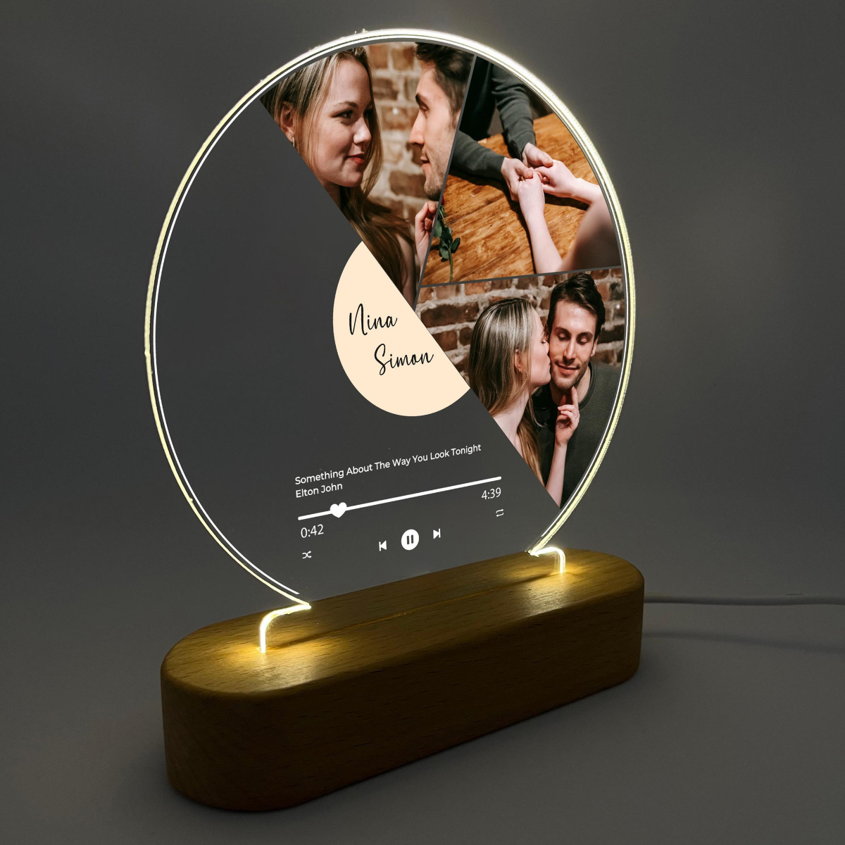 Custom Music Plaque with Photos, Personalized Photo Night Light Plaque, Bedroom Decor, Custom Led Night Light, Custom Wedding Gift Ideas