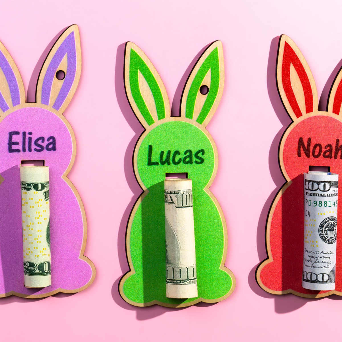Bunny Money Holder, Personalized Easter Money Holder, Custom Name Money Holder for Gift, Easter Basket Stuffers, Kids Easter Cash Gift