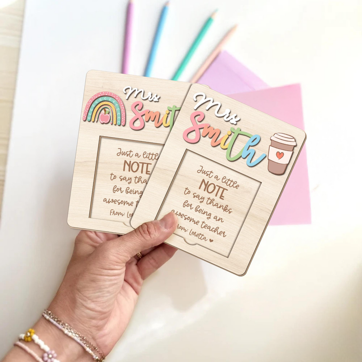 Custom Teacher Sticky Note Holder, Back To School Gift, Teacher Appreciation Gifts, Teacher Sticky Note Pad Holder