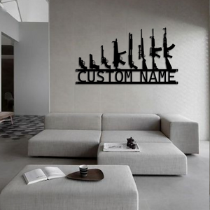 Custom Gun Metal Sign LED Light, Gun Metal Wall Art, Personalized Armory Sign, Armory Decor, Military Decor, Veteran Gift