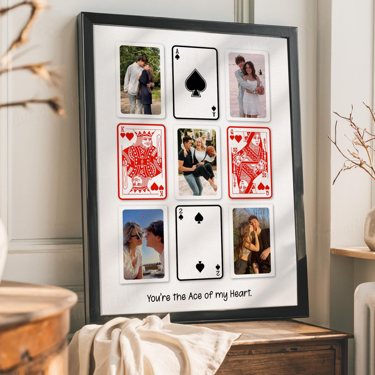 Personalized Photo Collage Canvas, Custom Valentines Day Gift For Boyfriend, Playing Card Photo Collage, Custom Playing Cards Gift For Him