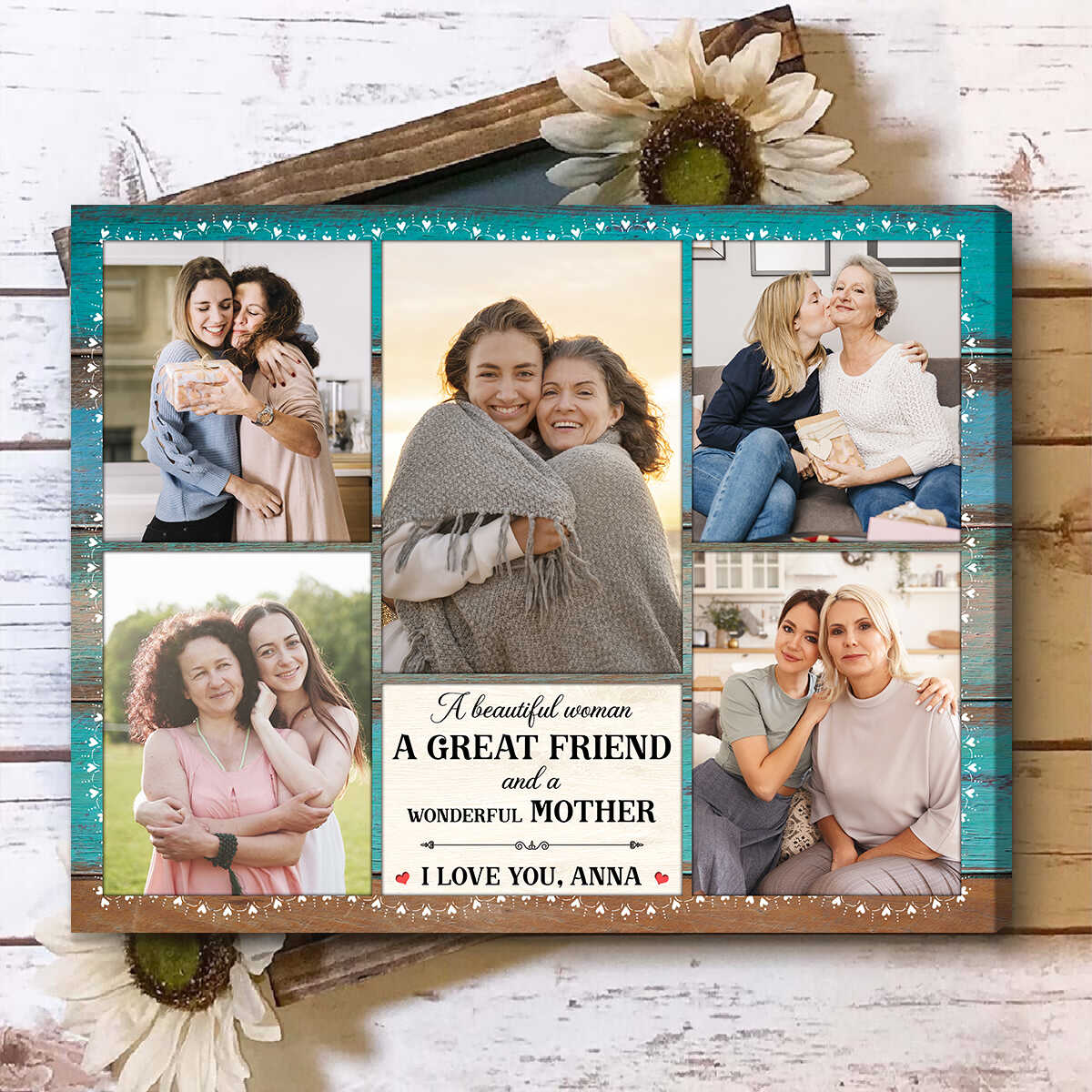 Mom Five Photos Collage - Personalized Canvas - Gift For Mom, Mother's Day, Birthday Gift