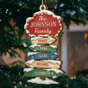 Family Where Love Begins And Never Ends - Personalized Wooden Ornament - Christmas Gift For Family