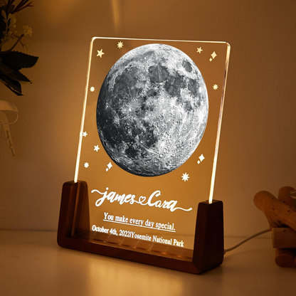 Custom Moon Phase Night light, Birthday Gift, Night Sky By Date, Valentines Days Gift Plaque for Him Her