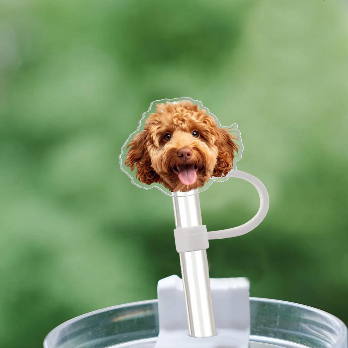 Personalized Gift For Dog Mom Cat Mom, Topper Straw Topper With Dog Cat Photo, Custom Dog Cat Head Cup Straw Cover, Dog Mom Cat Mom Gift