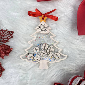 Christmas Tree With Family Member's Name - Personalized 4D Shaker Ornament - Christmas Gift For Family