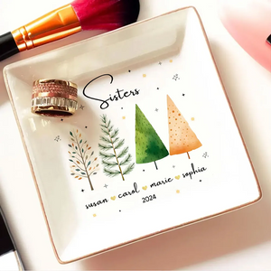 Besties Sisters Personalized Jewelry Dish, Bridesmaid Gift, Best Friend Flower Ring Dish, Gift for Bestie