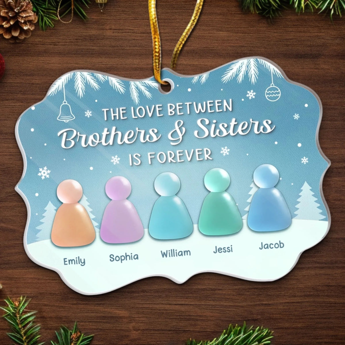 Custom Sea Glass Acrylic Ornament - Personalized Ornament - Christmas Birthday Gifts For Brother, Sister, Family