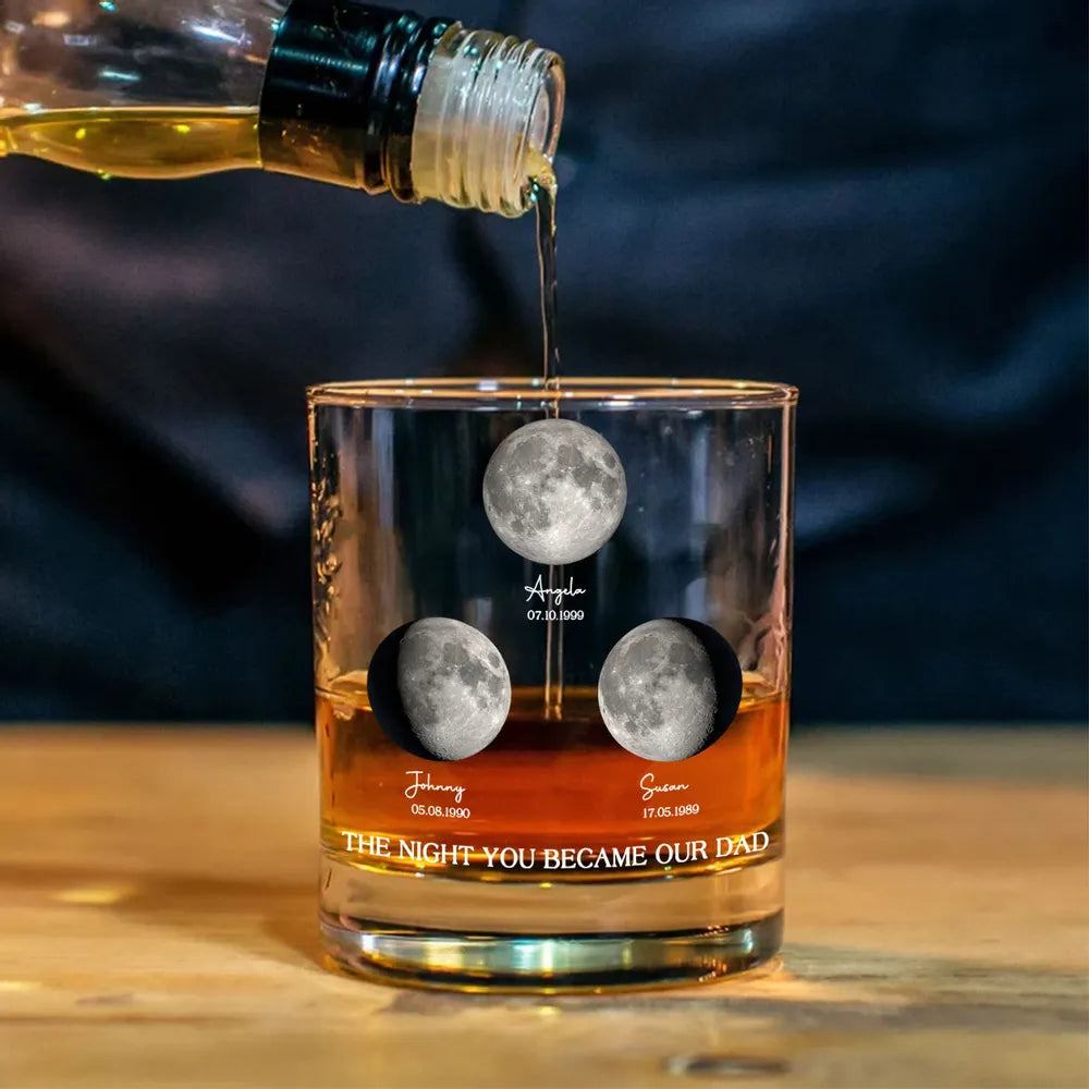 The Night You Became My Dad - Personalized Whiskey Glass - Gift For Dad, Father's Day, Birthday Gift