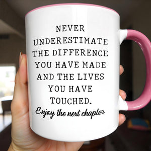 Officially Retired Never Underestimate, Accent Mug, Retirement Gift