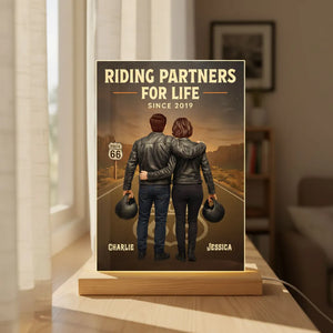 Route 66 Riding Partners For Life - Personalized LED Night Light - Valentine's Gift, Anniversary Gift For Biker Couple