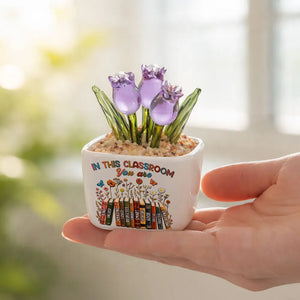 In This Class You Are Valued - Personalized Mini Glass Plant Pot - Gift For Teacher, Classroom Decoration, Back To School Gift