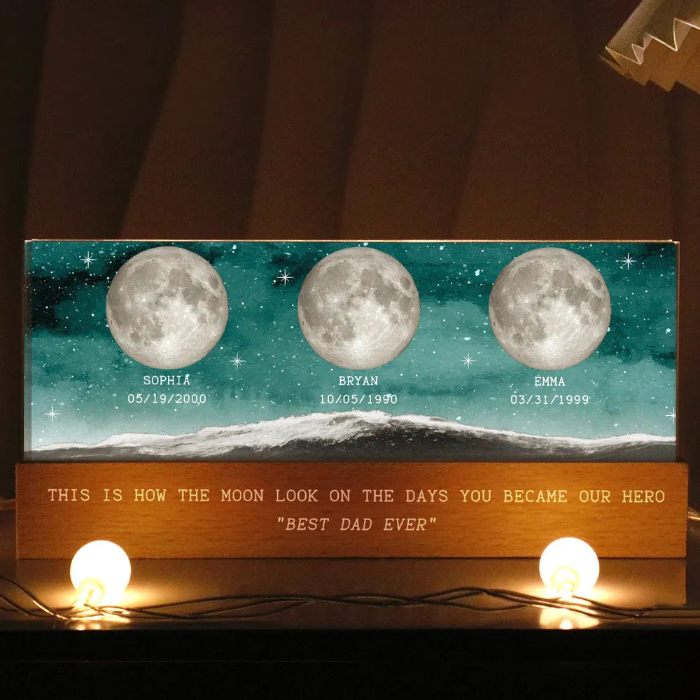 The Night You Became My Dad - Personalized 3D LED Light Wooden Base - Gift For Dad, Father's Day, Birthday Gift