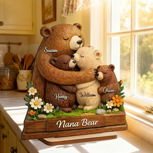 Mama Bear - Personalized 2-Layered Wooden Plaque - Sentimental Gift for Mom, Grandma