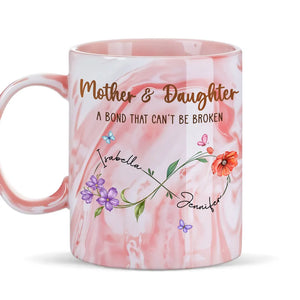 Mother And Daughter Link Forever - Personalized Marble Mug - Gift For Mother & Daughter, Mother's Day Gift