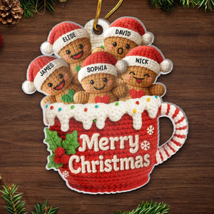 Custom Crochet Gingerbread - Personalized Acrylic Ornament - Christmas Gift For Family