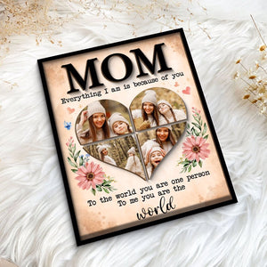 Mom You Are The World Photo Collage - Personalized Picture Frame - Gift For Mom, Mother's Day, Birthday Gift