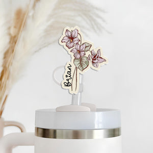 Personalized Birth Month Flower Straw Stopper, Custom Straw Cover With Name, Accessories Gift For Mom Grandma Sister Bestie