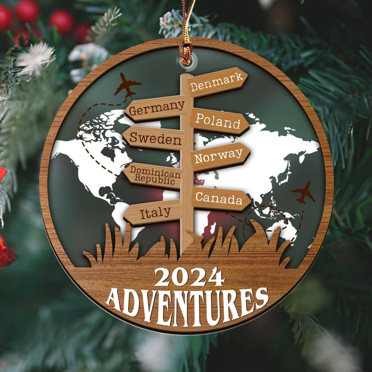 Personalized Travel Adventure Ornament, Custom Traveling Destination Ornament, Travel Gift, Christmas Gift, Gift for Travelers